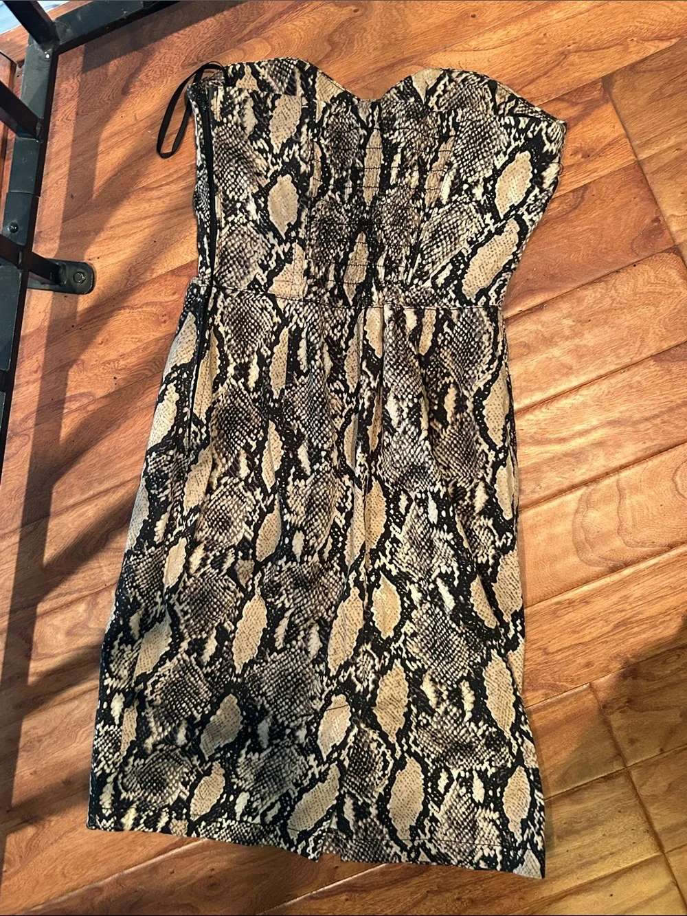 Y2K Tripp NYC Vintage Snakeskin Printed Corset Lined Strapless Midi Size Medium - Picture 7 of 11